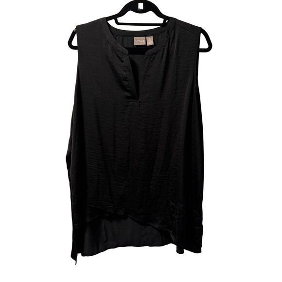 Chicos Womens Black Sleeveless V-Neck Tunic Size XL Polyester blouse top tunic - Picture 2 of 10